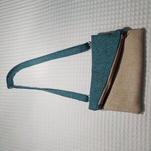 Gift Of Hope Haiti Crossbody/Shoulder Bag Removable Straps Tan/Blue Handcrafted